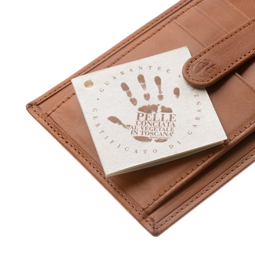 תפריט כרטיסי אשראי של אנטיקה טוסקנה באריח דק דק דק עם עור איטלקי עם כפתור קליפ