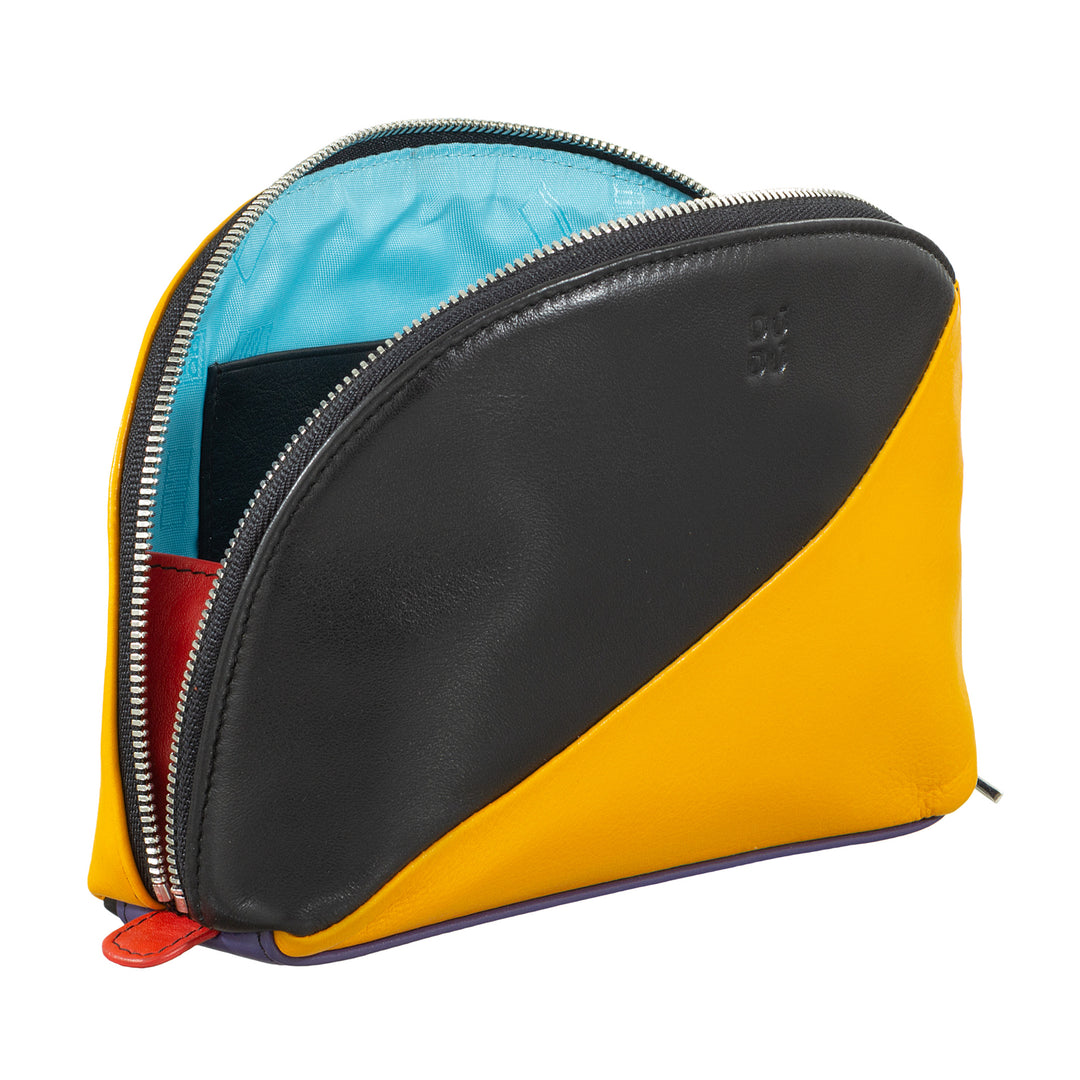 DuDu حقيبة سفر جلدية مع سحاب متعدد الألوان