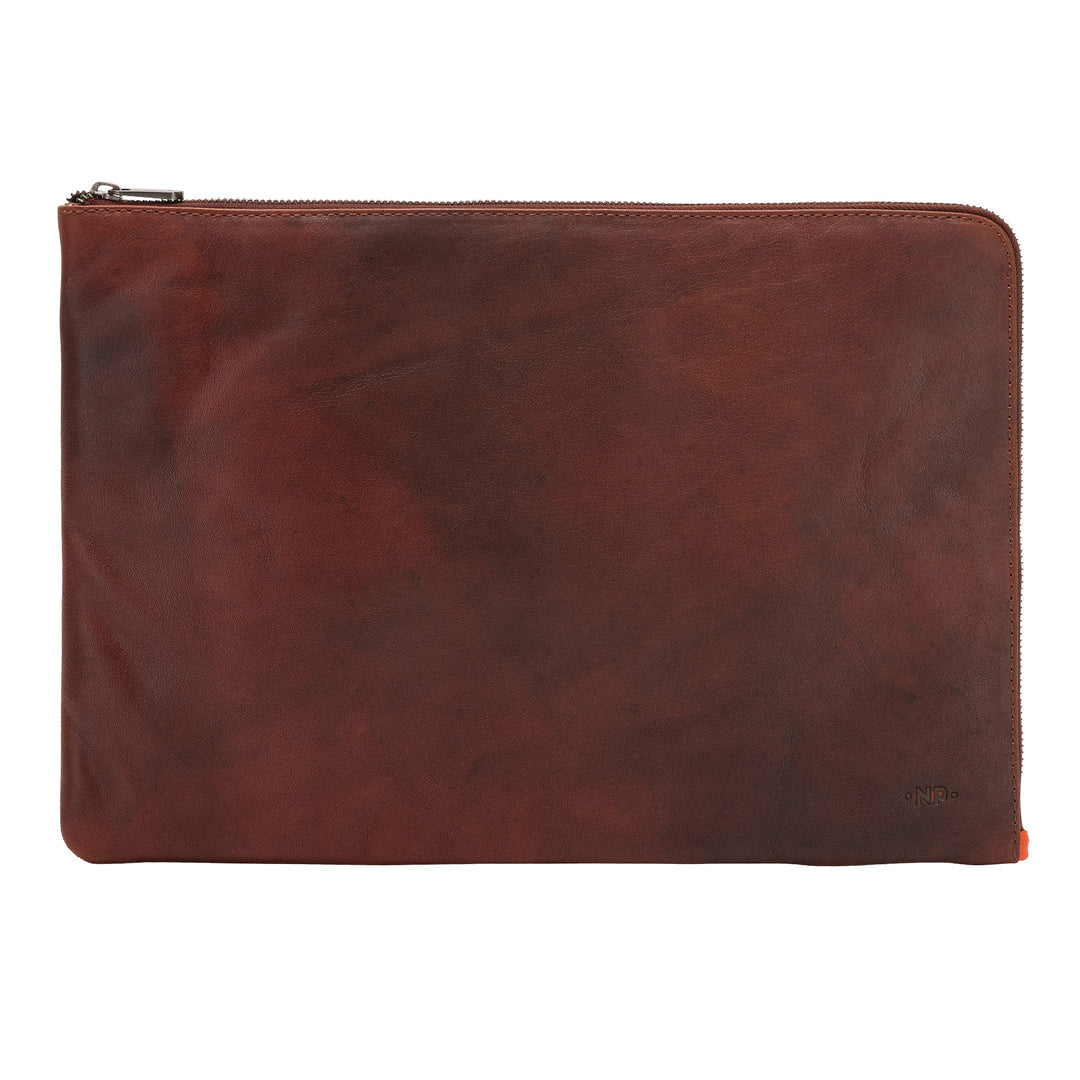 Luvola Leather A4 Hip de couro com posta zíper Pasta Tablet Topes de trabalho Cartão de trabalho com alça