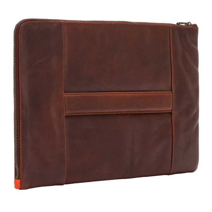 Luvola Leather A4 Hip de couro com posta zíper Pasta Tablet Topes de trabalho Cartão de trabalho com alça