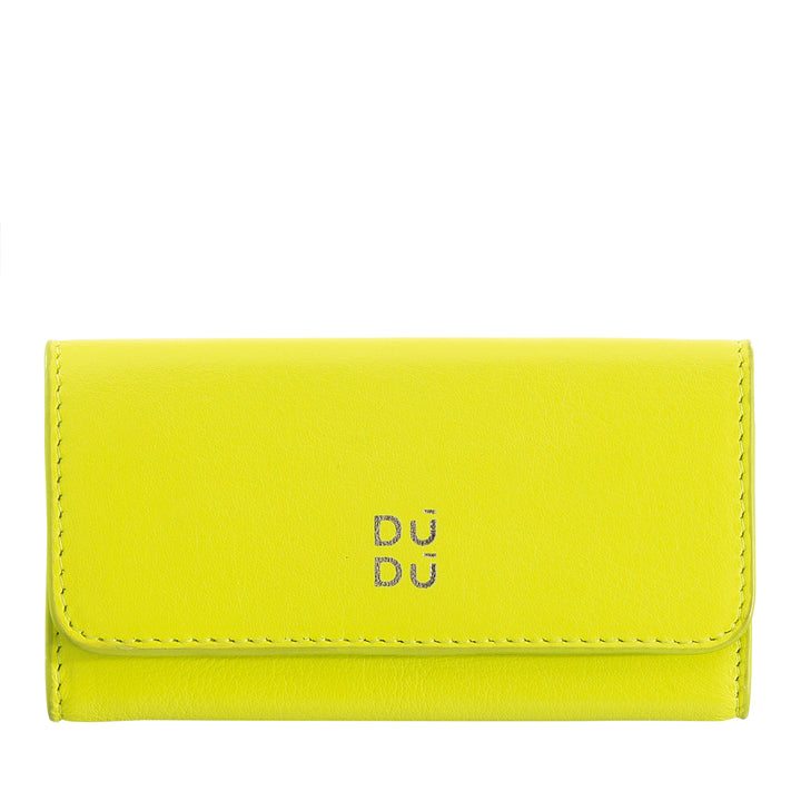 DuDu מארז מקלדת עור צבעוני עם 5 טבעות מקשי רכב, עיצוב מינימלי, עם כפתור