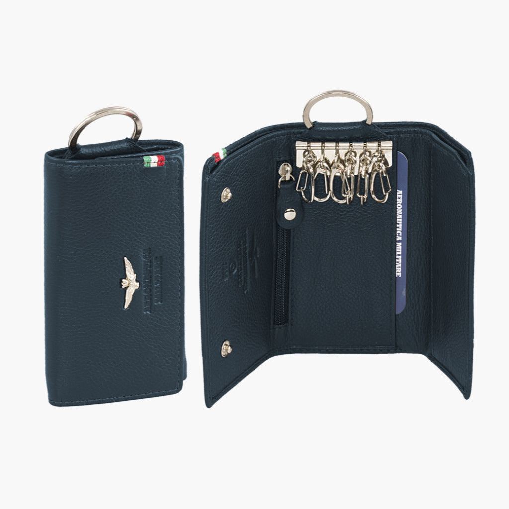 Air Force Military Leather Keychain med sedlar och Portaspicci AM108-BL