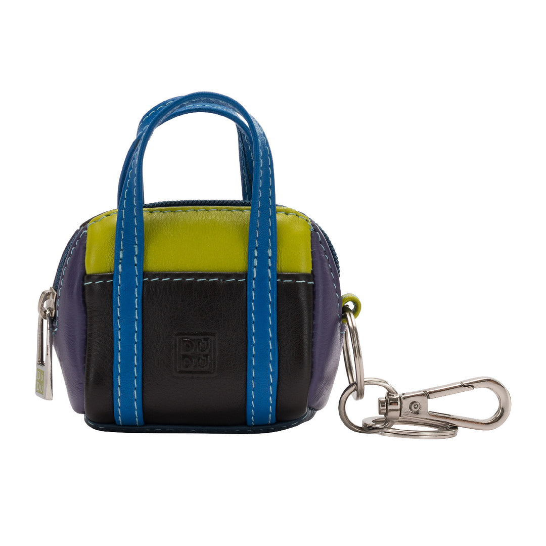 Duduk Keychain Door Handbag i färgglada läder mini -väska med zip dragkedja ringar och karabiners