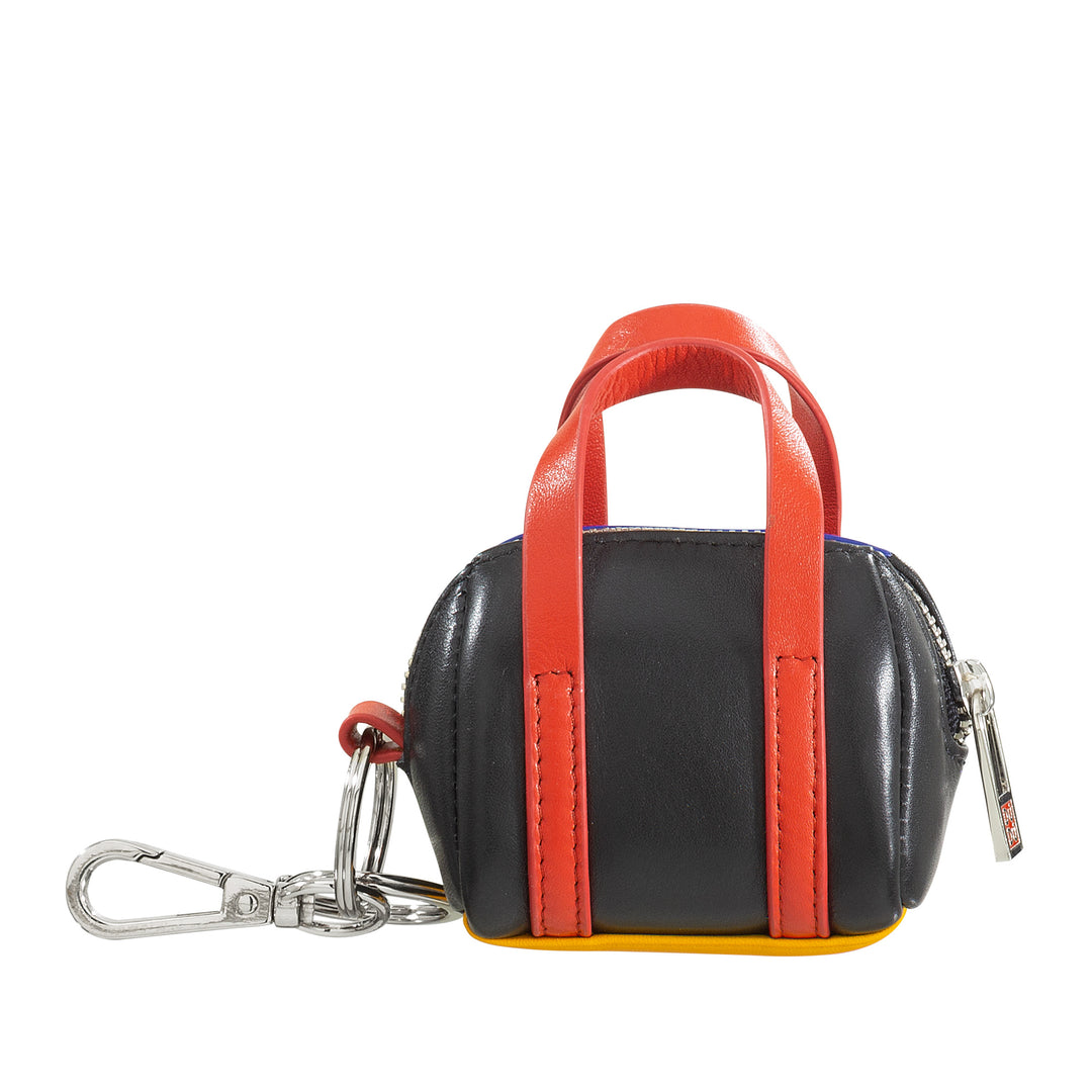 DuDu ज़िप ज़िप के साथ रंगीन चमड़े के हैंडबैग मिनी बैग चाबी का गुच्छा 2 के छल्ले और अकवार