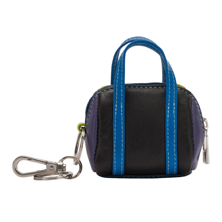Duduk Keychain Door Handbag i färgglada läder mini -väska med zip dragkedja ringar och karabiners