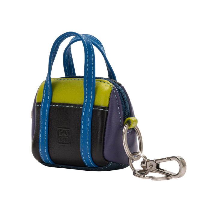 Bolsa de porta de chaveiro de duduk em mini bolsa colorida de couro com zíper com zíper com zíper e carabiners