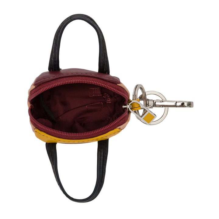 DuDu ज़िप ज़िप के साथ रंगीन चमड़े के हैंडबैग मिनी बैग चाबी का गुच्छा 2 के छल्ले और अकवार