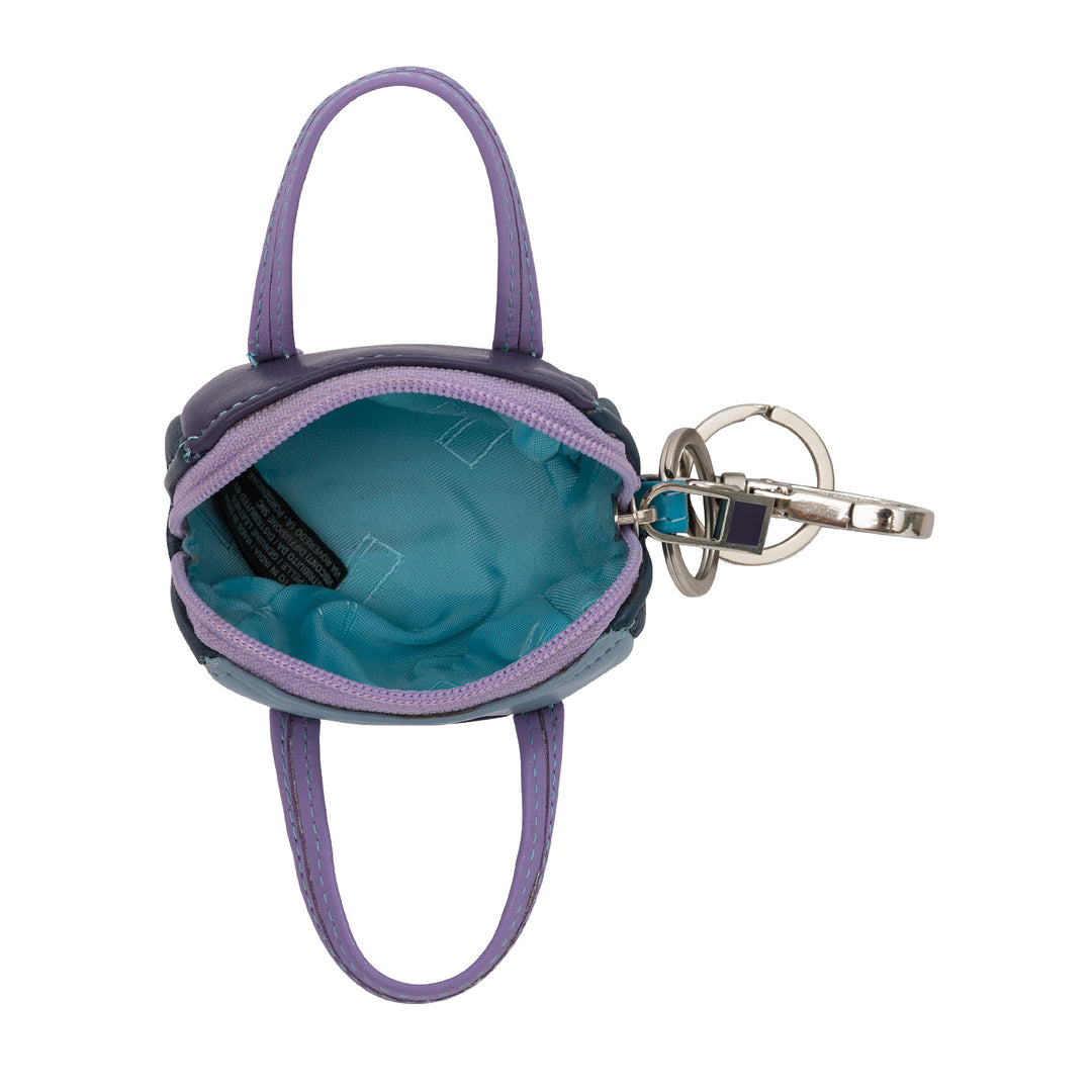 DuDu Nyckelhållarens dörrhandväska i färgglada läder mini -väska med dragkedja blixtlås och karabiner