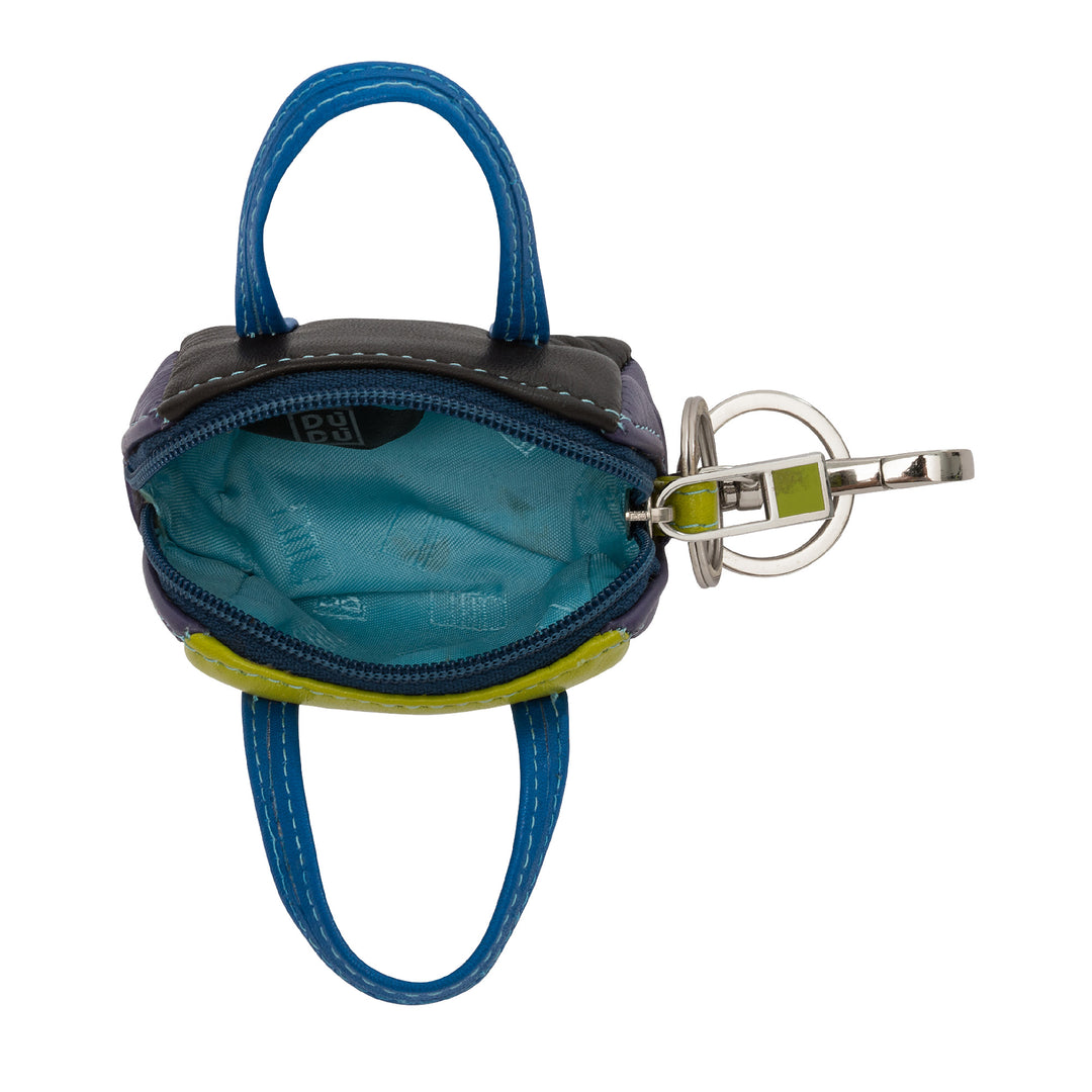 Bolsa de porta de chaveiro de duduk em mini bolsa colorida de couro com zíper com zíper com zíper e carabiners