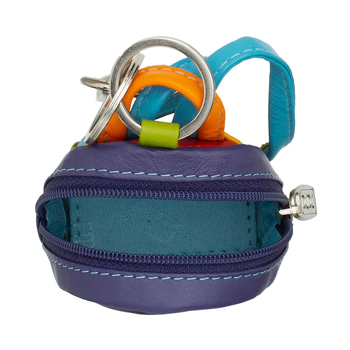 DuDu حقيبة ظهر ملونة متعددة الألوان من الجلد الطبيعي مع حقيبة عملة وسحاب مزدوجة حلقة
