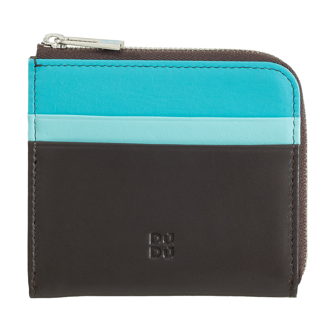 DuDu Herrläder plånbok med blixtlås, kompakta små kvinnplånböcker, extern zip, mynt och kort