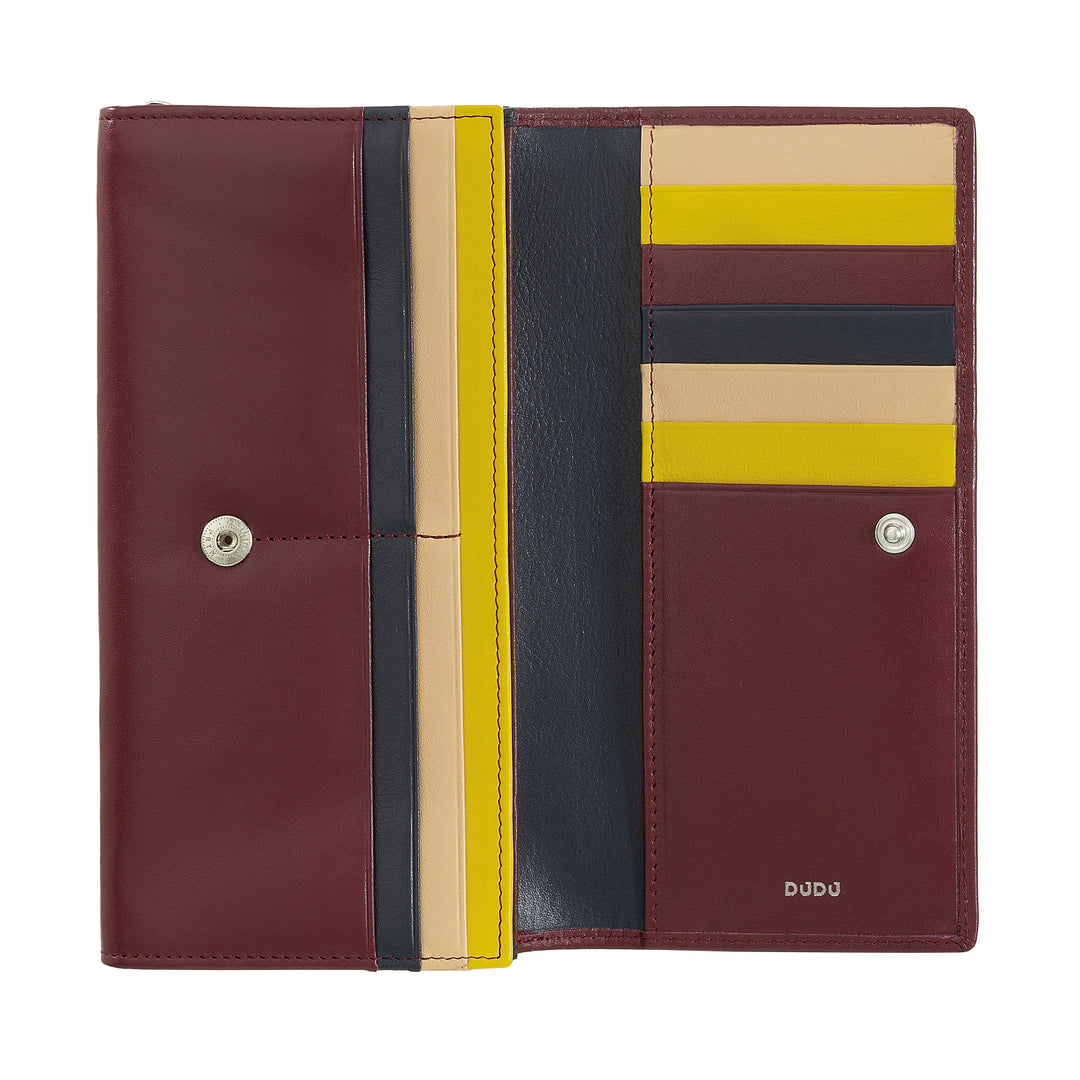 DuDu Kvinnors plånbok RFID Design Lång målarbok med zip -kortdörrar och knappstängning