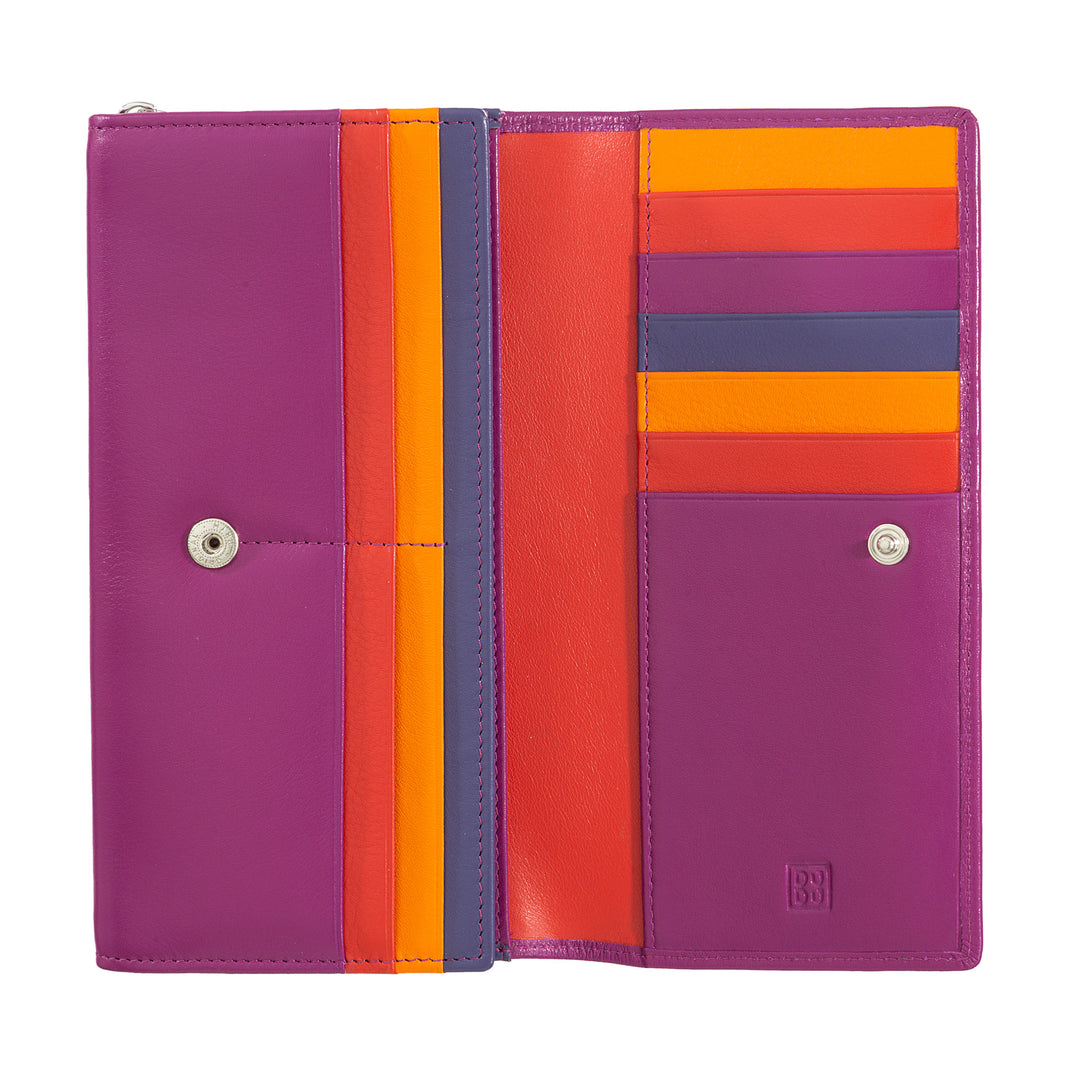 DuDu المرأة محفظة جلدية RFID الملونة تصميم طويل مع محفظة عملة الرمز البريدي 18 حامل البطاقة وإغلاق زر