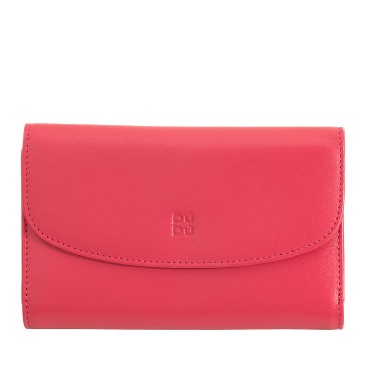 DuDu Kvinders tegnebog i farverigt blødt læder, taske med lynlåsholdere, 12 flisekort, flerfarvet