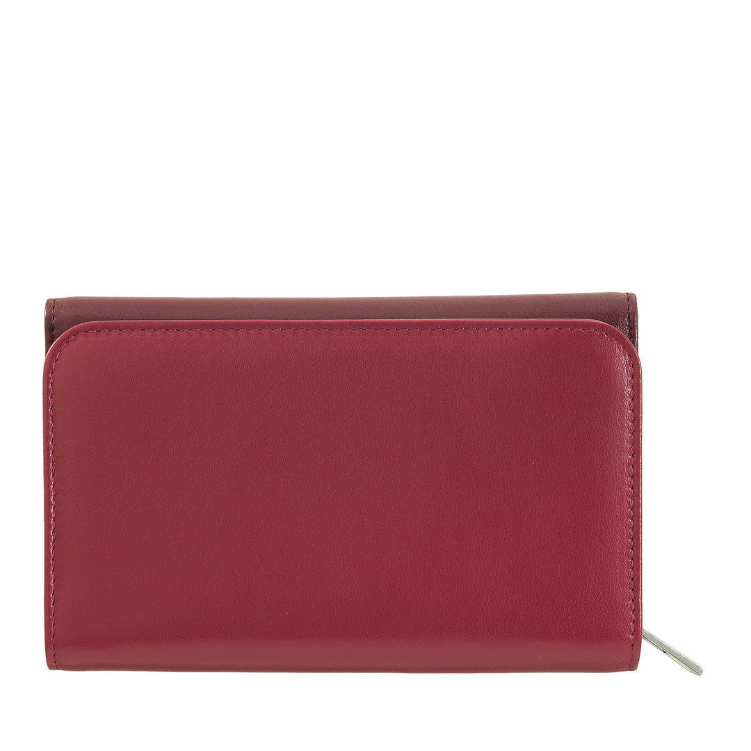 DuDu Kvinnors plånbok i färgglad mjuk läder, väska med dragkedja, 12 kakelkort, multicolor