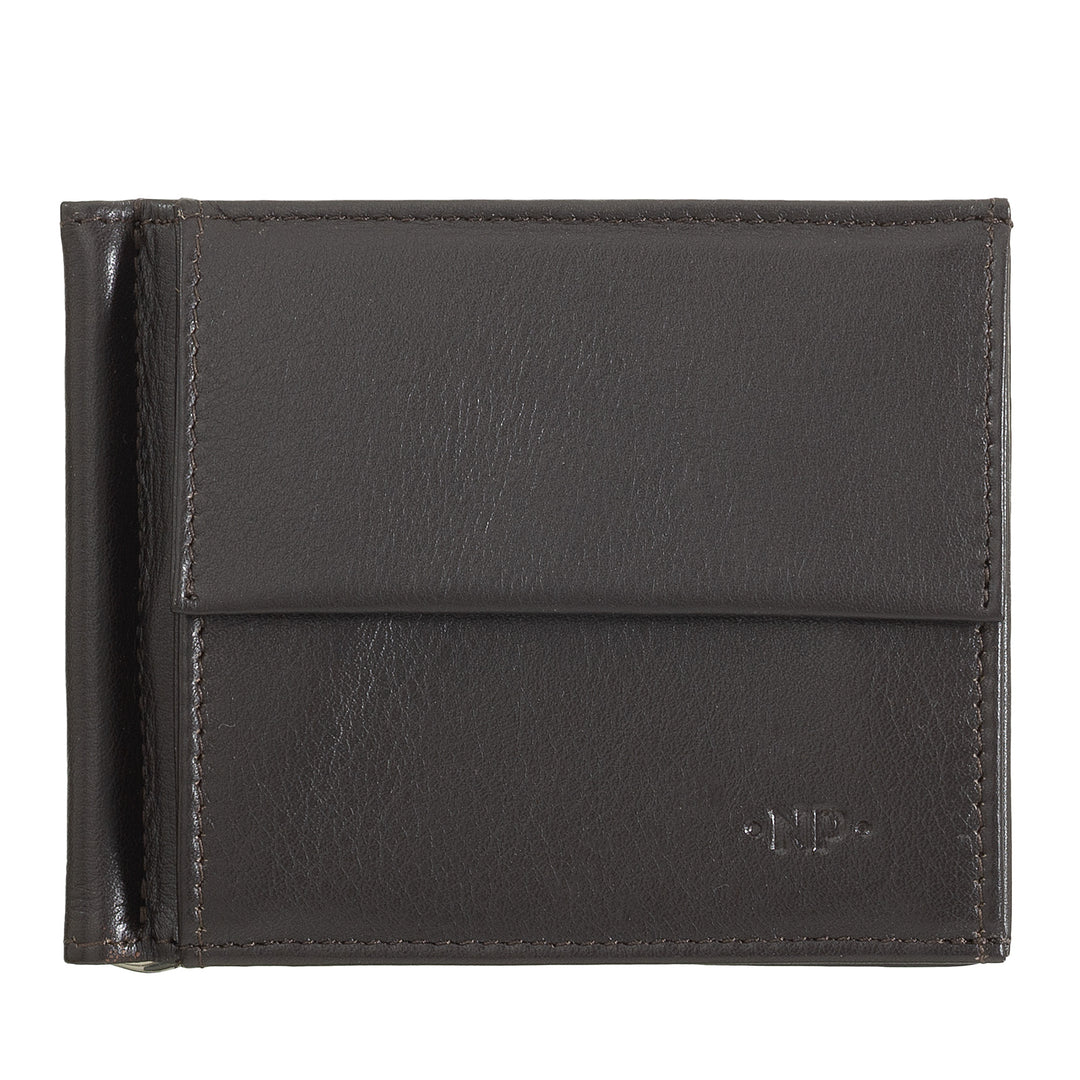 Kožená peněženka Nuvola Muži s reálnou koženou klipem s držákem a kapsami a kapsami