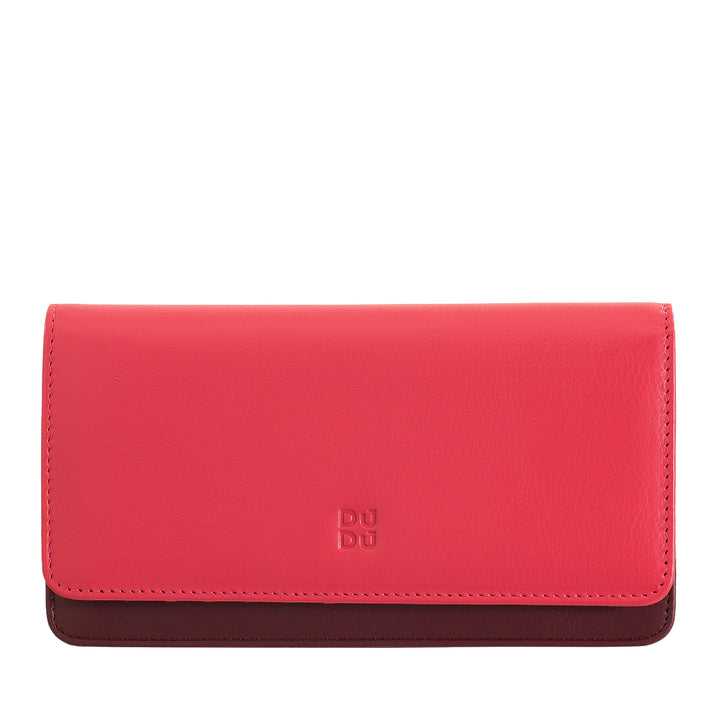 DuDu Stor kvinnors plånbok i mjukt läder RFID Multicolor Pussy