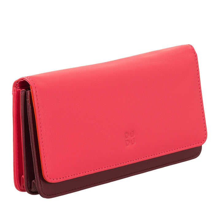 DuDu Stor kvinnors plånbok i mjukt läder RFID Multicolor Pussy