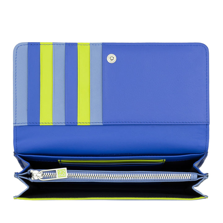 DuDu Grande carteira de couro macio multicolorido RFID bolsa das mulheres