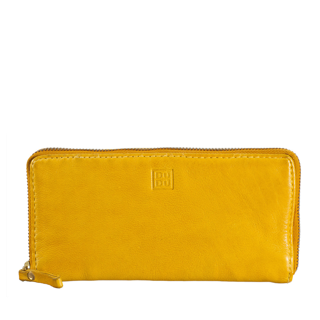 DuDu Kvinners lommebok med glidelås Zip Zip Zip Large Vintage Leather Borsello Multi Pockets Holder Door