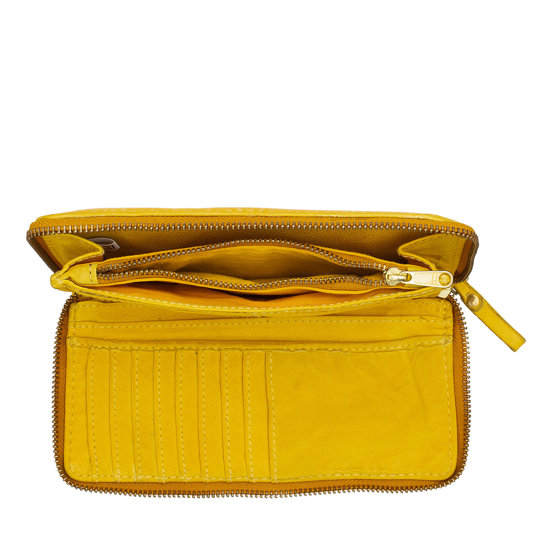 DUDU Women's Wallet Zipper Zip Around Large Vintage Leather Bag Multi Pocket Coin Bag