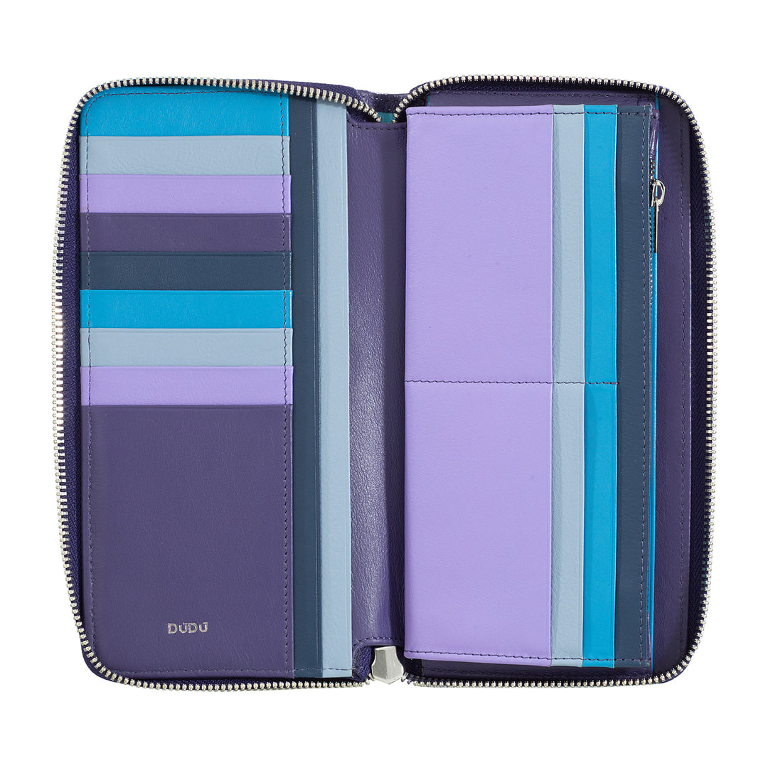 DuDu Женский кошелек большого размера с застежкой-молнией RFID из кожи Nappa Zip Around 14 Карманы для кредитных карт и кошельков