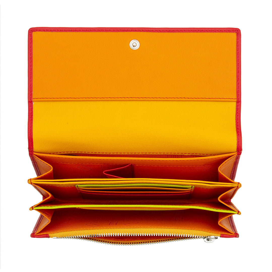 DuDu متعدد الألوان الجلود الحقيبة المحفظة النسائية RFID