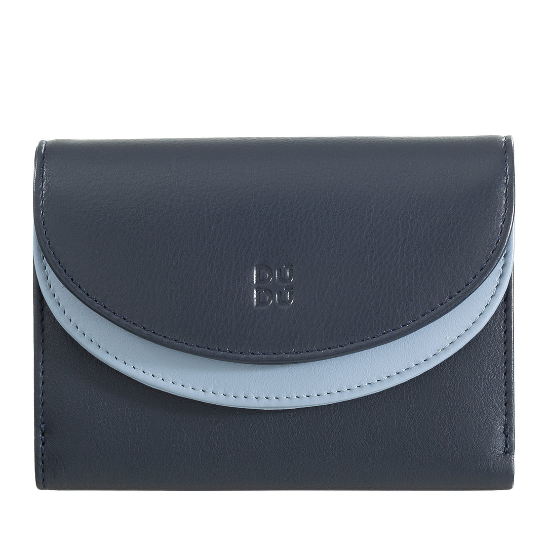 DuDu محفظة نسائية جلد طبيعي RFID مع محفظة عملة, محفظة ملونة مزدوجة رفرف حامل بطاقة الائتمان حامل الأوراق النقدية
