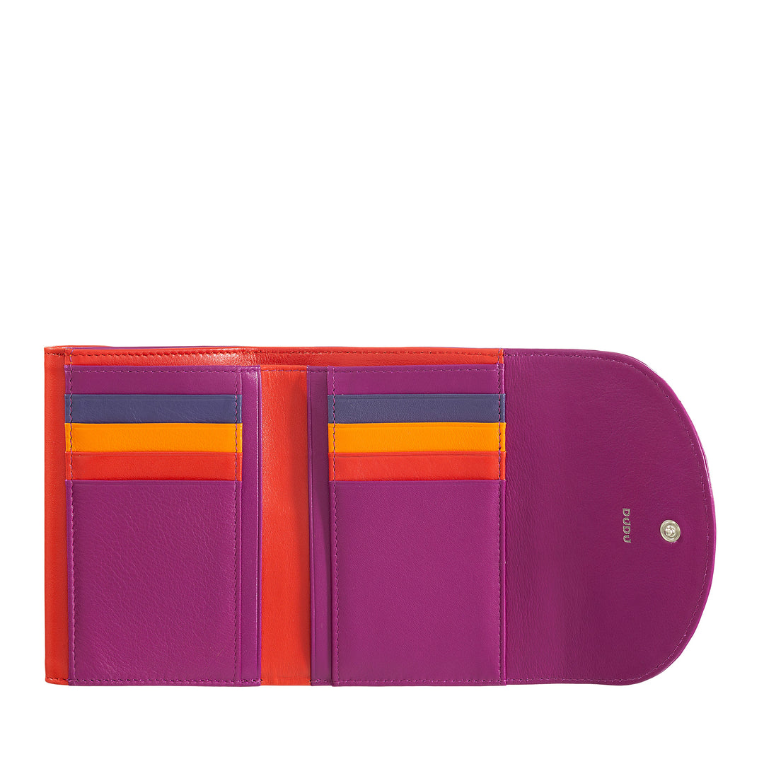 DuDu 여성용 정품 가죽 RFID 지갑, 동전 지갑, 더블 플랩 컬러 지갑 신용 카드 홀더