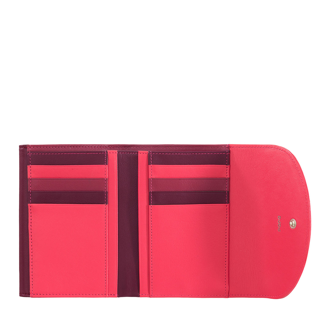 DuDu Världsvärlden sant RFID -läder med Portamonete, färgglad plånbok med dubbel klaffhållare Kreditkreditkedlar