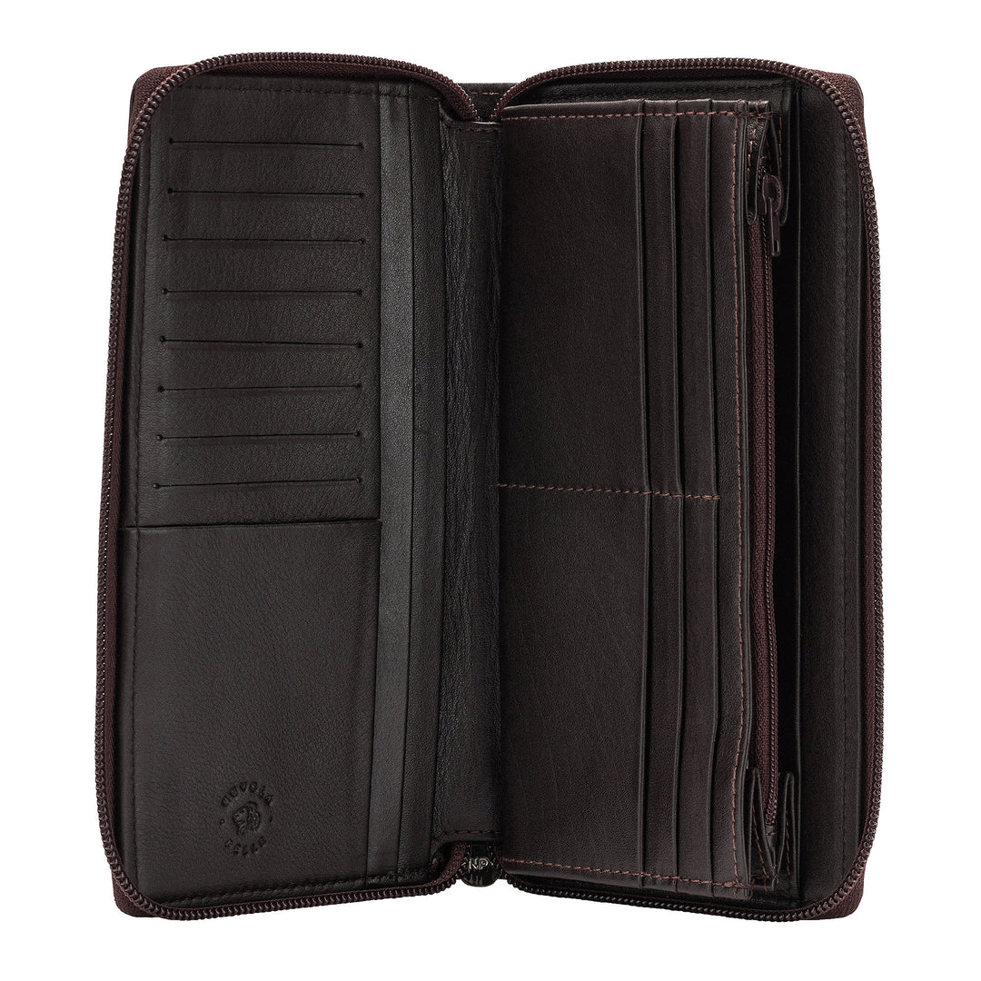 Nuvola Leather Wallet帶拉鍊皮拉鍊拉鍊zip 14信用卡固定器口袋和霍布斯