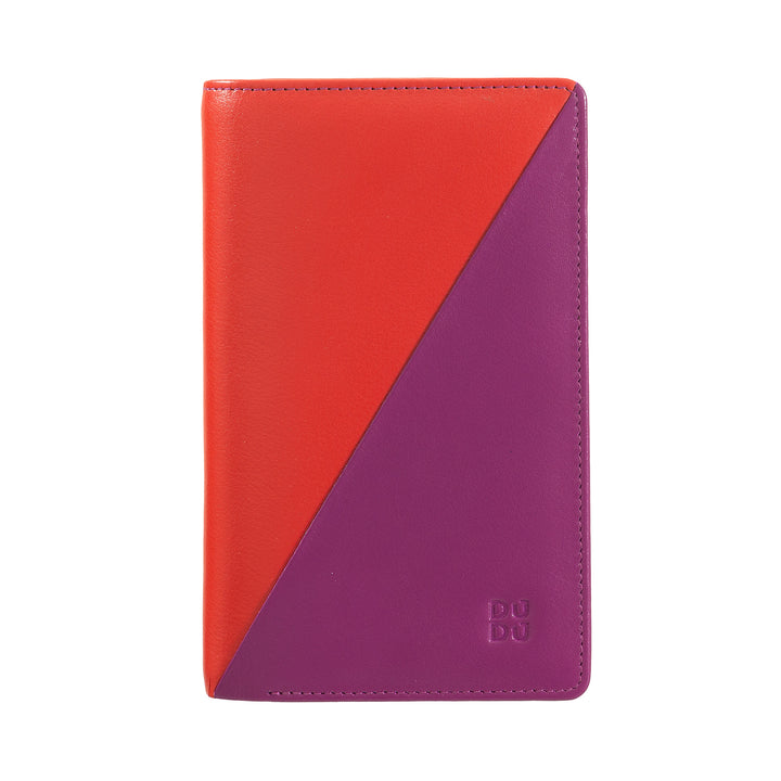 Dudu kleurplaten damesportel RFID in multicolor leer met sleutelhouder, kaarthouderzakken en kaarten