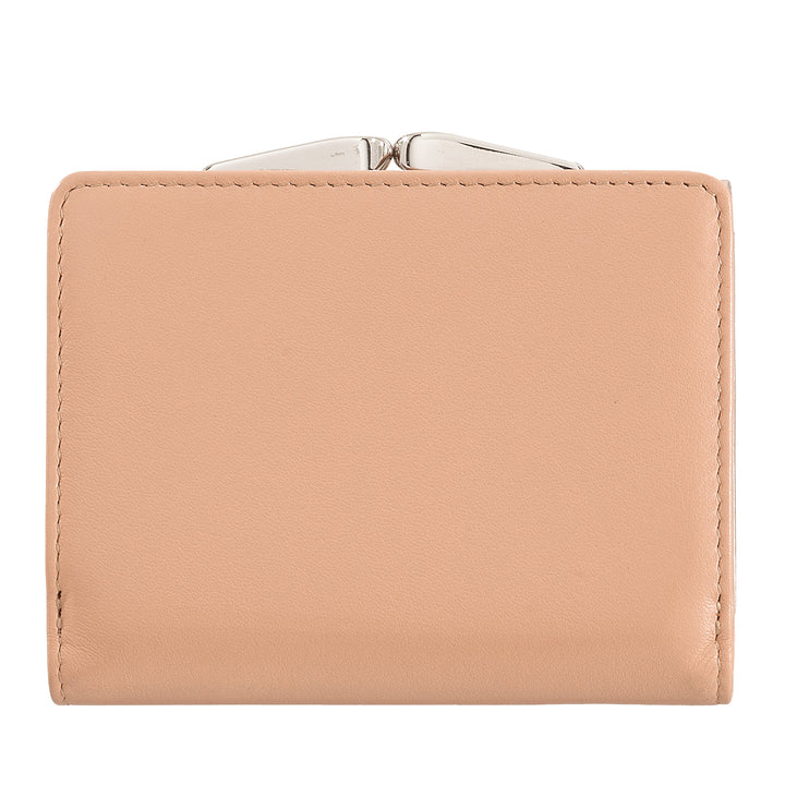 DuDu Small Women's Wallet in Soft Leather Skull RFID, klik Clace Click, Compact Design, 8 kortkortpakker