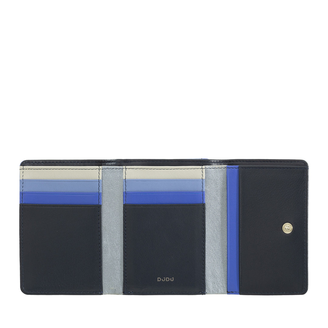 DuDu RFIDソフトレザー小物財布、クリッククラック財布、コンパクトなデザイン、8つのカードホルダーポケット