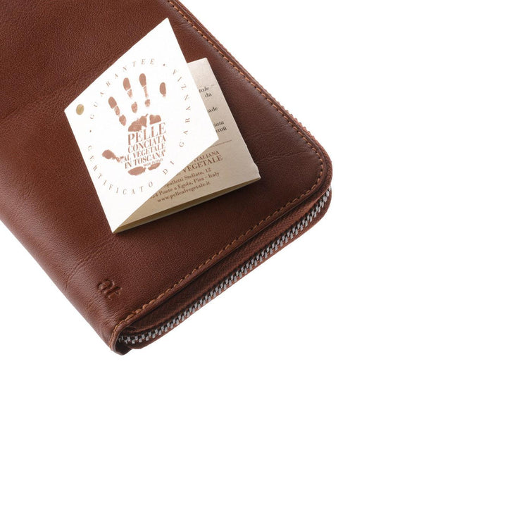 محفظة نسائية من أنتيكا توسكانا من الجلد الإيطالي مع سحاب دائري ومحفظة للعملات المعدنية وحامل للبطاقات