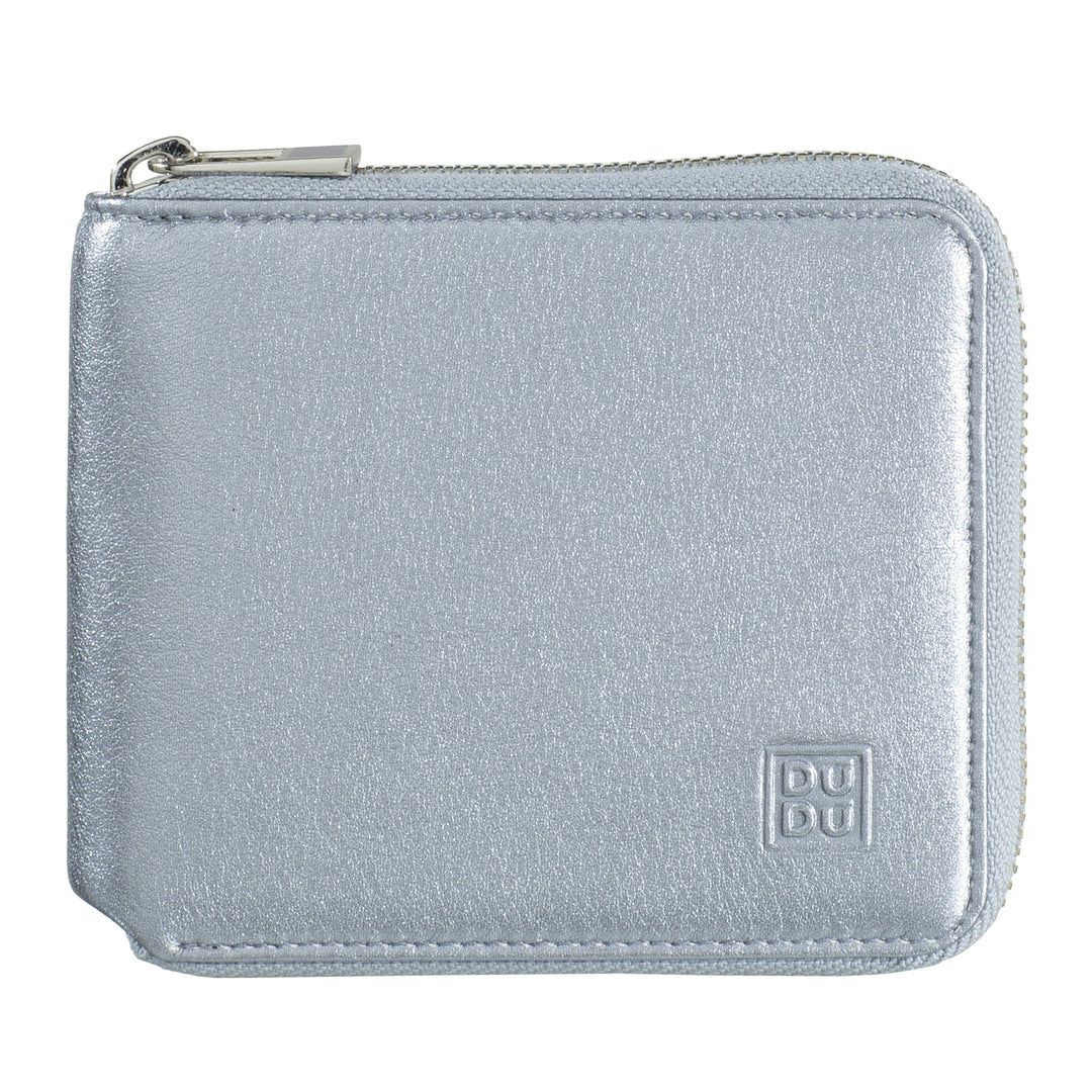 DuDu 女性真皮钱包带RFID保护 信用卡小拉链Zip Around钱包