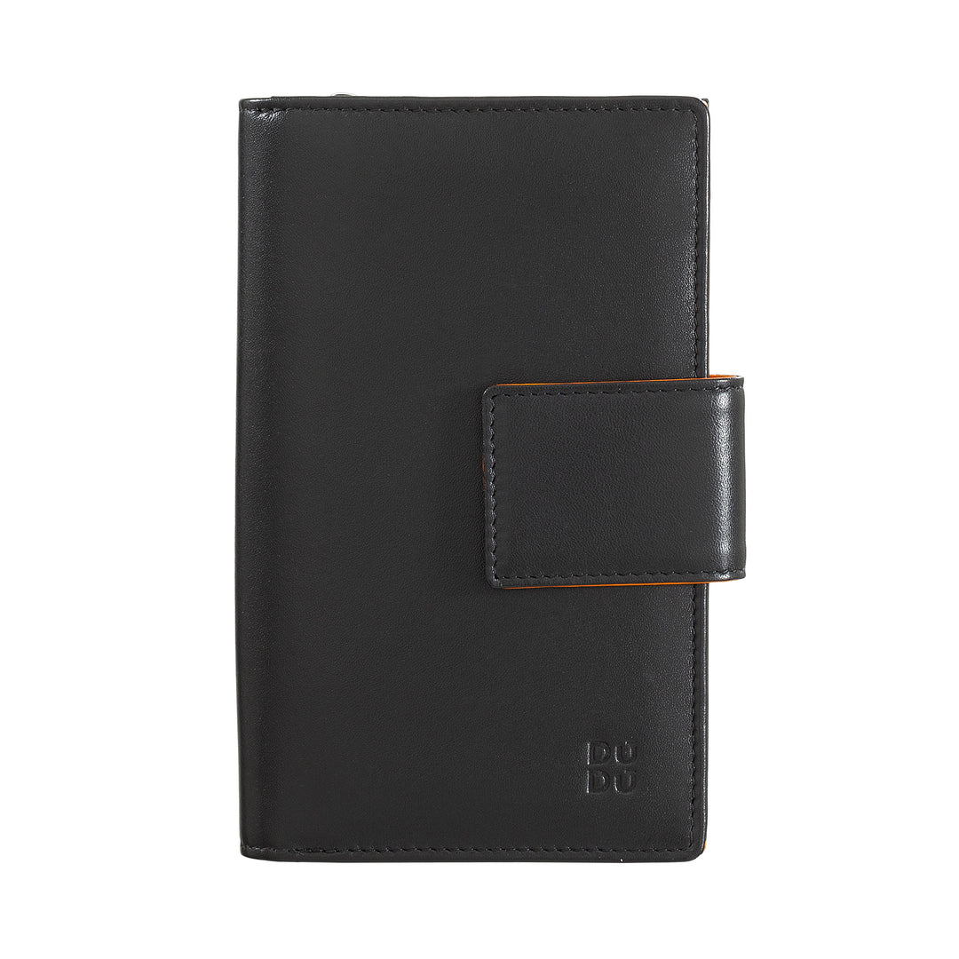 DuDu Kvinners lommebok RFID stor kapasitet i ekte multikophon -test skinn med glidelåsholder og kortholder