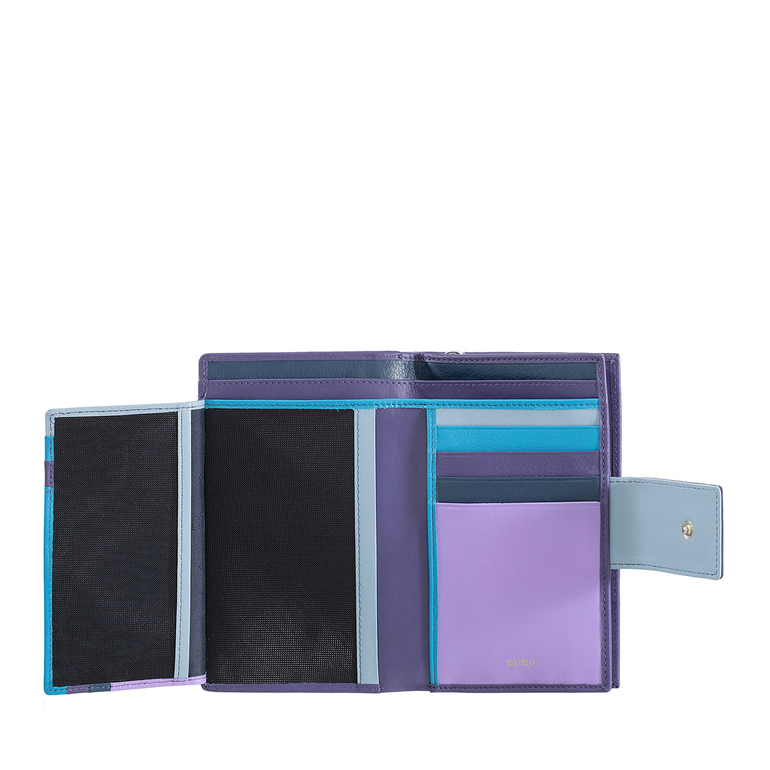 DuDu Portefeuille pour femme RFID Grande capacité en cuir véritable multi compartiment avec porte-monnaie à fermeture à glissière et porte-cartes