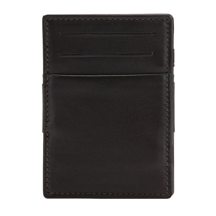 가죽 마법 지갑에있는 Nuvola 가죽 마법 포트폴리오 6 신용 카드 포켓이있는 작은 매직 지갑