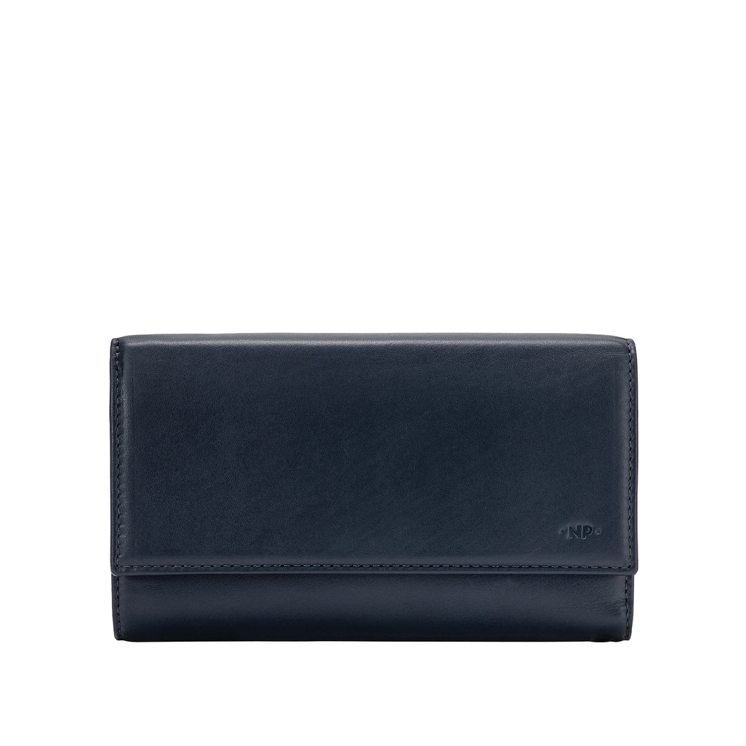 Nuvola Leather Wallet Woman Big Capacity in Real Multitish Leather with Credit Card Holder Holder Holder