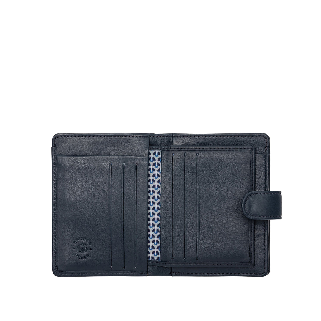 Liten kvinners lommebok Lærnuvola med glidelåsholder med skinn med knapp lukking og 11 kortlommer