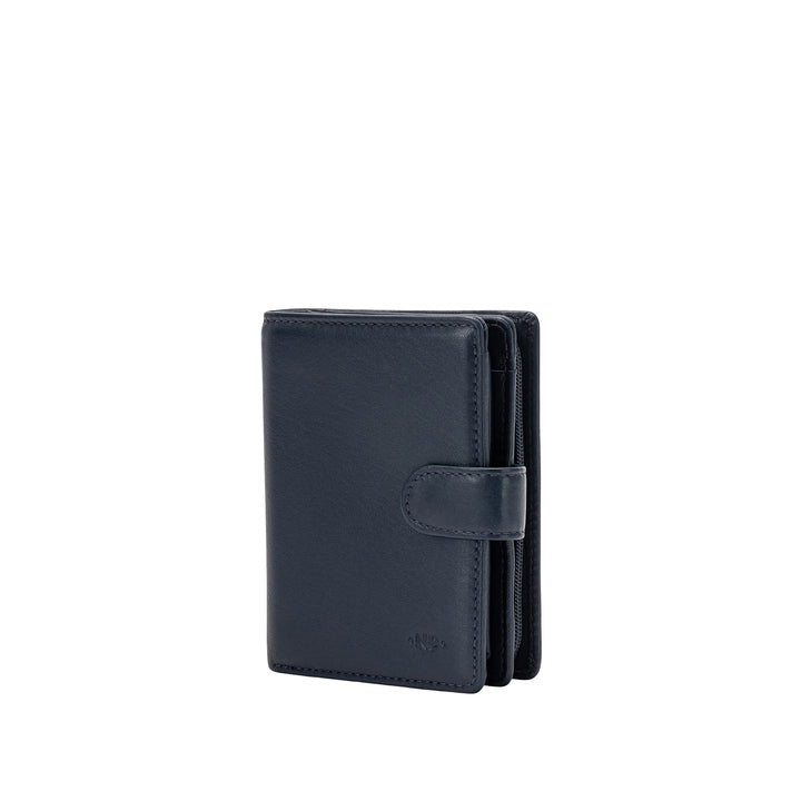 Liten kvinners lommebok Lærnuvola med glidelåsholder med skinn med knapp lukking og 11 kortlommer