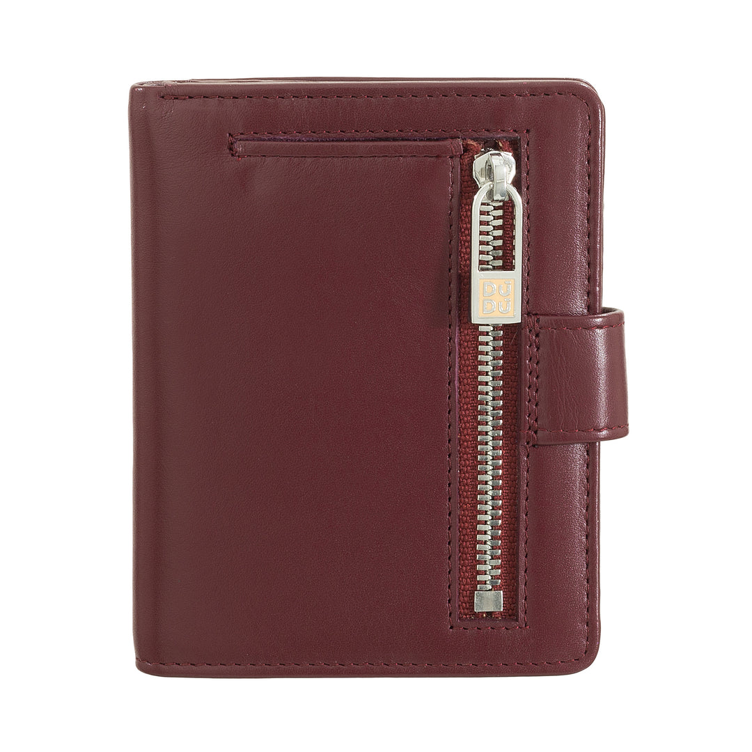 Dudu dames portemonnee in Vera Little Leather Leather RFID -leer met Crescete scharnierdeur banknoten, externe sluiting