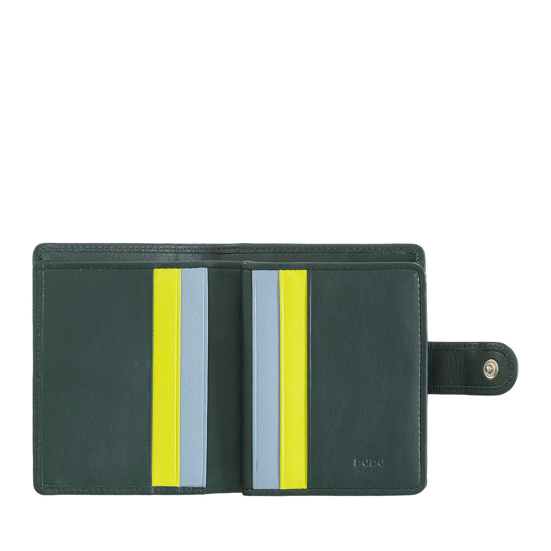 Dudu kvinnors plånbok i Vera Little Leather Leather RFID läder med crescete gångjärnsdörrkedlar, extern stängning