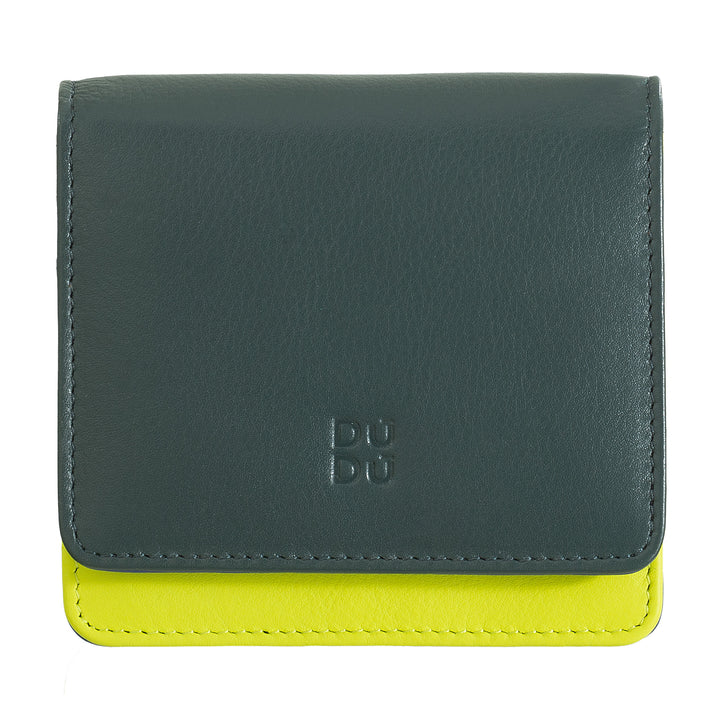 DuDu محفظة نسائية صغيرة من الجلد الملوّن RFID Ultra Compact مع الرمز البريدي الداخلي و 8 حامل بطاقة بطاقتك