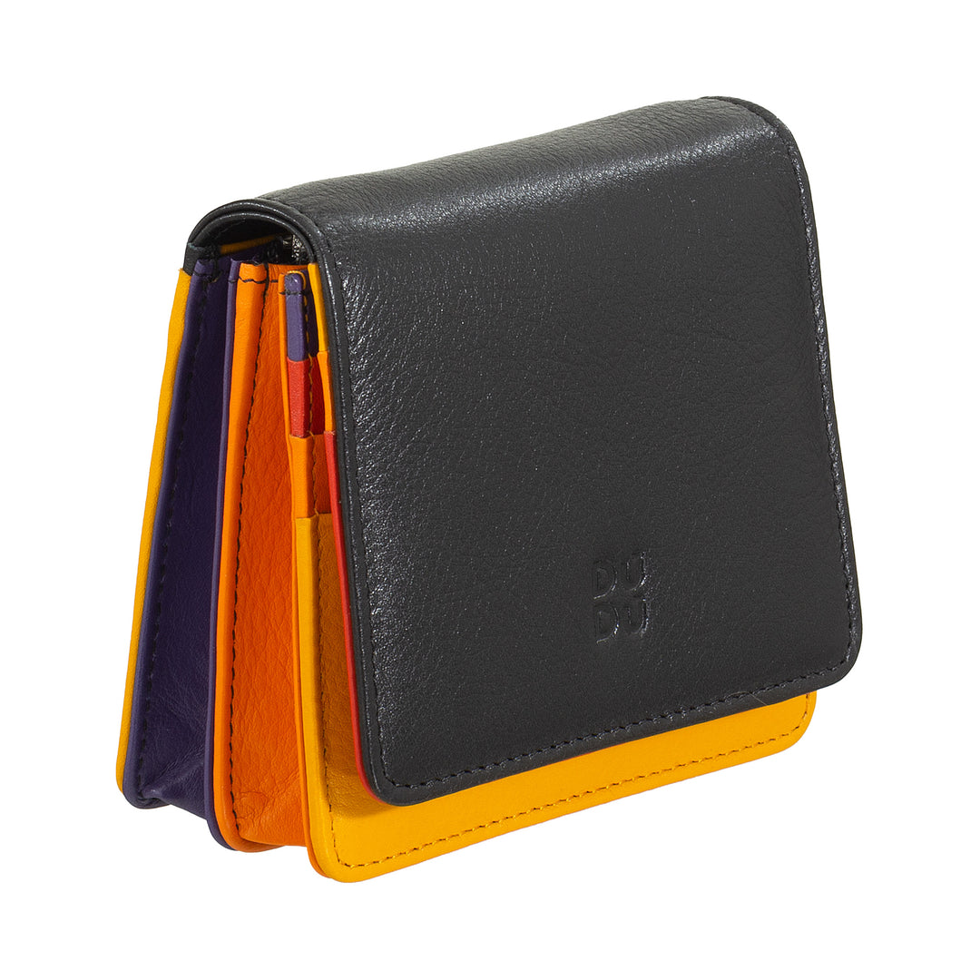 DuDu Peněženka s malými dámskými peněženkami Skop Kožená ultra kompaktní barevná RFID s interním zipem a 8 držáky karty
