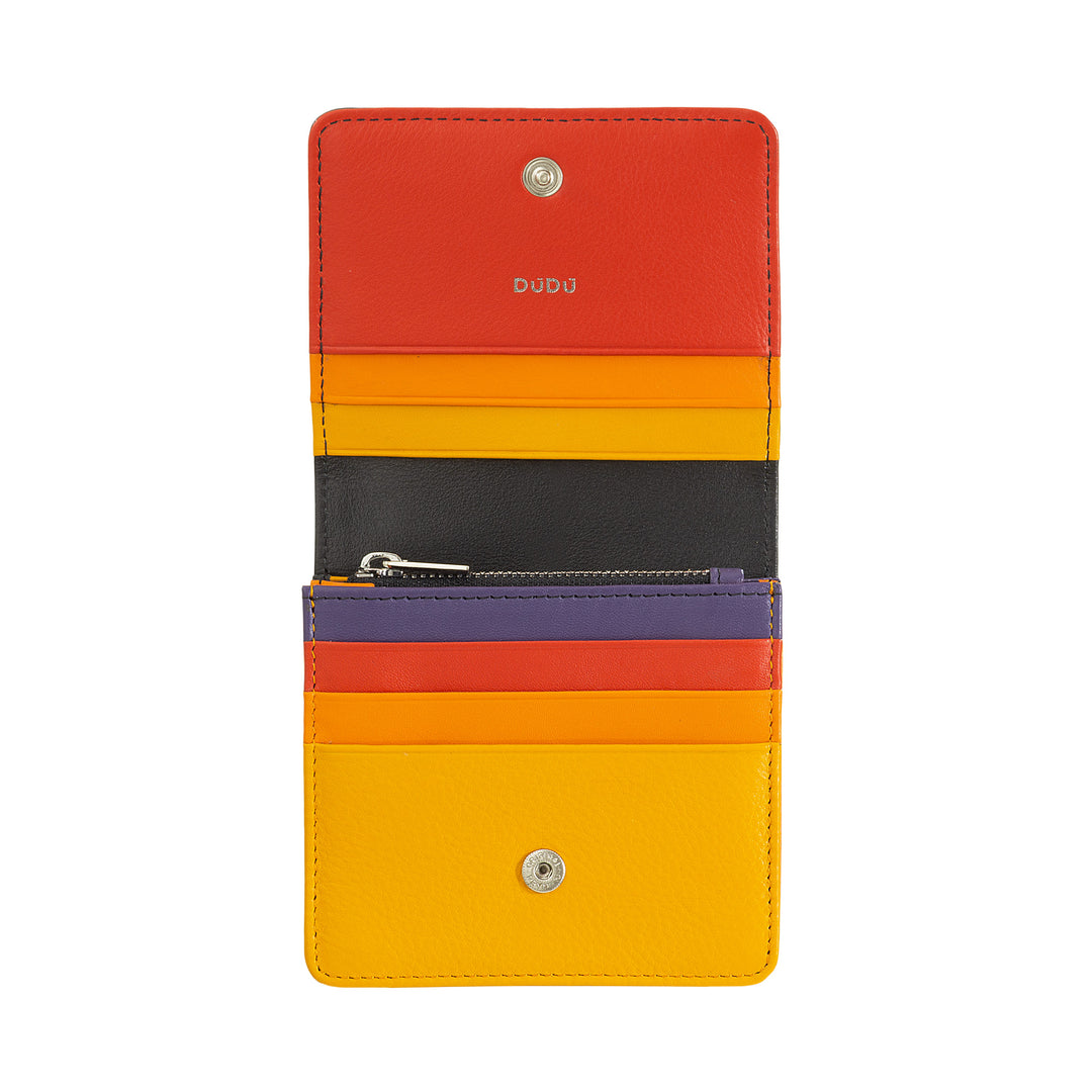 DuDu Liten kvinners lommebok i Skop Leather Ultra Compact Colored RFID med intern glidelås og 8 kortkortholdere