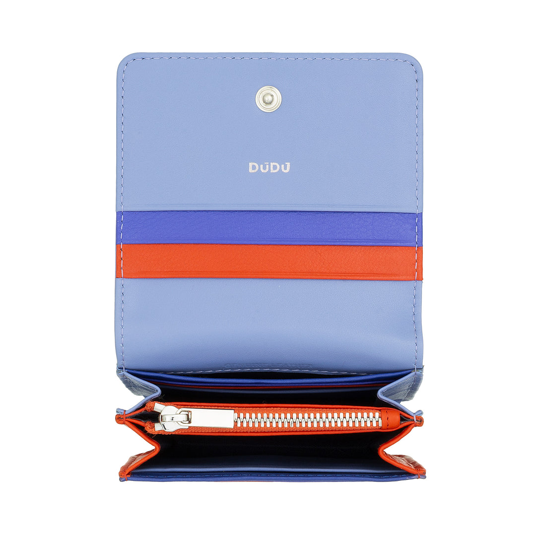 DuDu Liten kvinnors plånbok i Skop Leather Ultra Compact Colored RFID med interna dragkedja och 8 kortkortshållare
