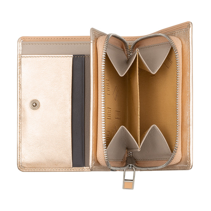 DuDu Liten kvinnors plånbok i anti-rfid bifold läder med ziphållare och 7 korthållarplatser