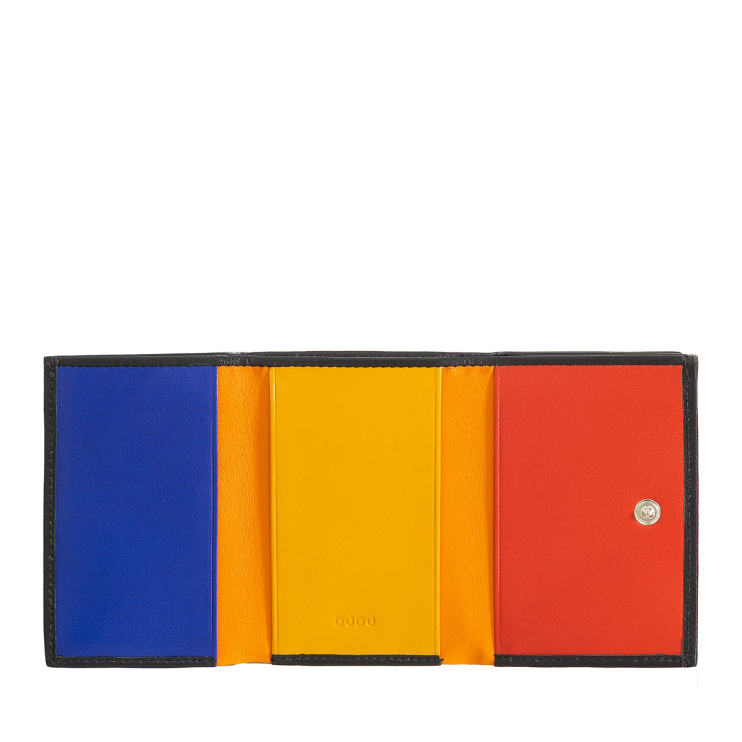 Dudu Small Men's Leather Portefeuille, portefeuille pour femmes, conception compacte avec billets et portes des portes des cartes